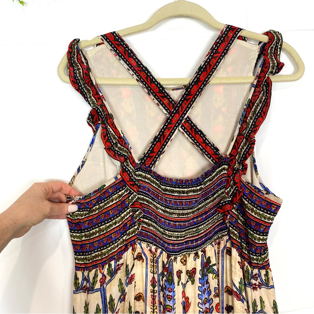 Vineet Bahl Anthropologie Valerie Embroidered Maxi Dress 10 Floral Boho Batik - Picture 7 of 16